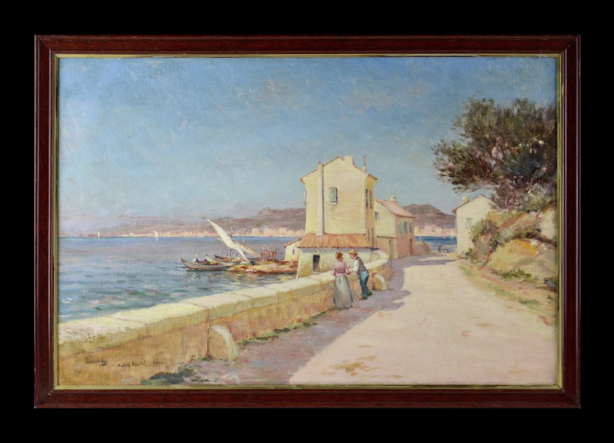 Francisque Prevel d'Arlay 1863-1926. “view Of Bandol.”-photo-2