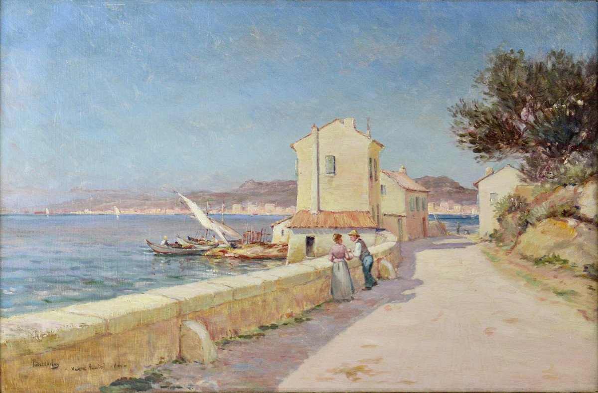 Francisque Prevel d'Arlay 1863-1926. “view Of Bandol.”-photo-3