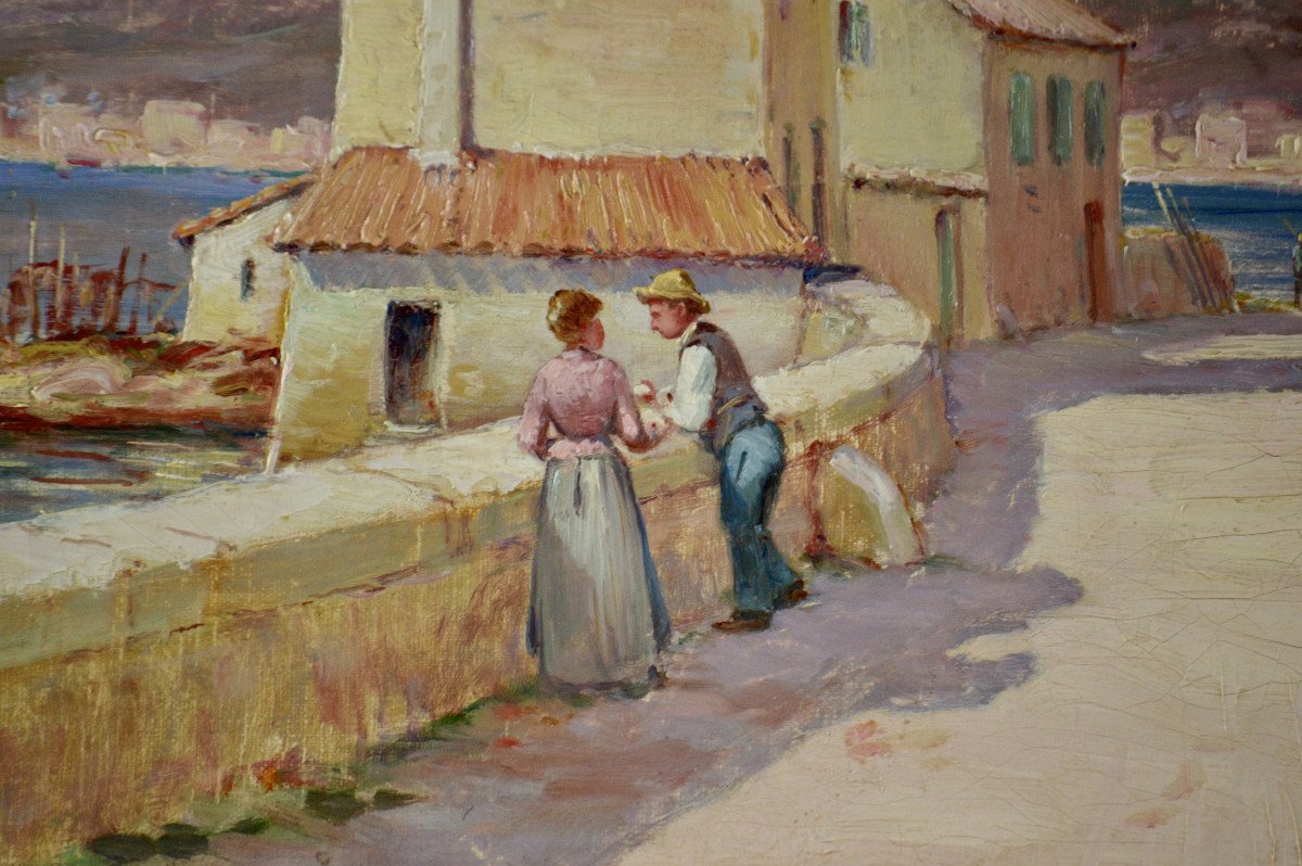 Francisque Prevel d'Arlay 1863-1926. “view Of Bandol.”-photo-2