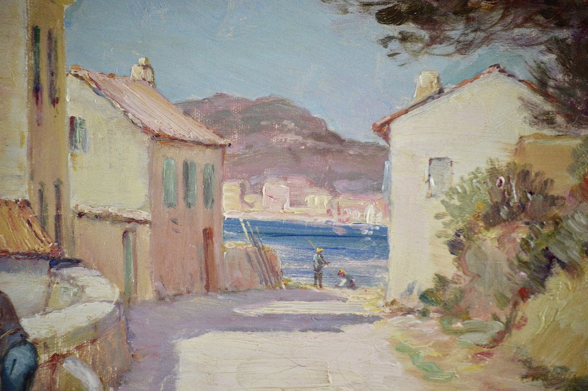 Francisque Prevel d'Arlay 1863-1926. “view Of Bandol.”-photo-3