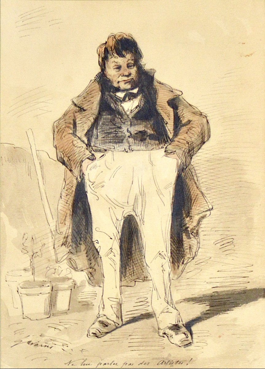 Suplice-Guillaume Chevalier dit Gavarni 1804-1866.  "Un bourgeois debout."-photo-2