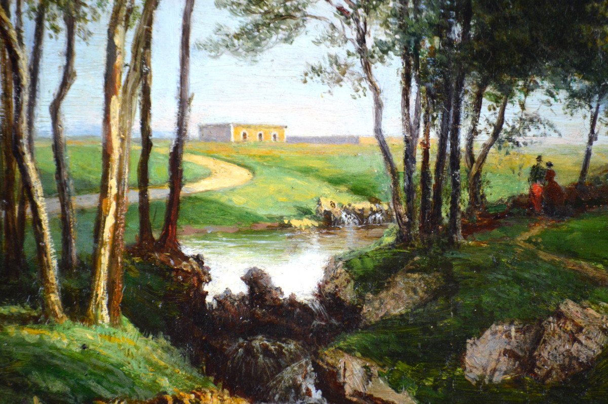 émile Bidault 1835-1896. “landscape Along The River.”-photo-3