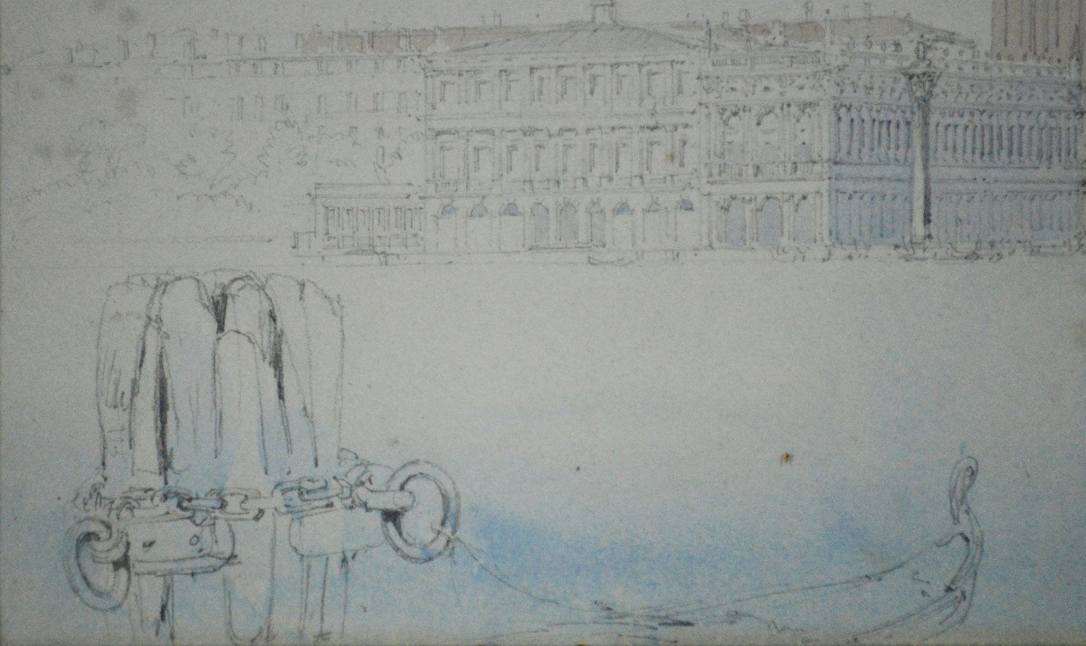 Edward Hereford 19/20ᵉ siècle. École Anglaise. "Le Palais des Doges à Venise."-photo-1