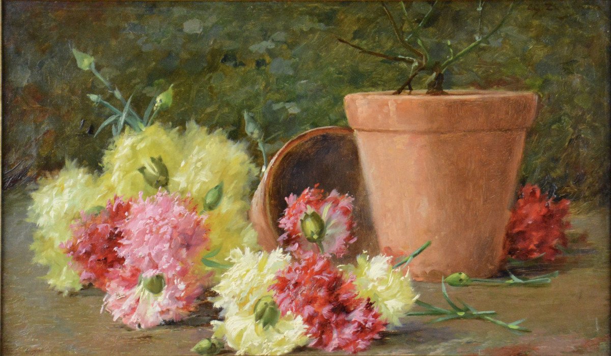 Cayo Guadalupe Zunzarren 1873-1927. Spanish School. "still Life Of Flowers."-photo-3