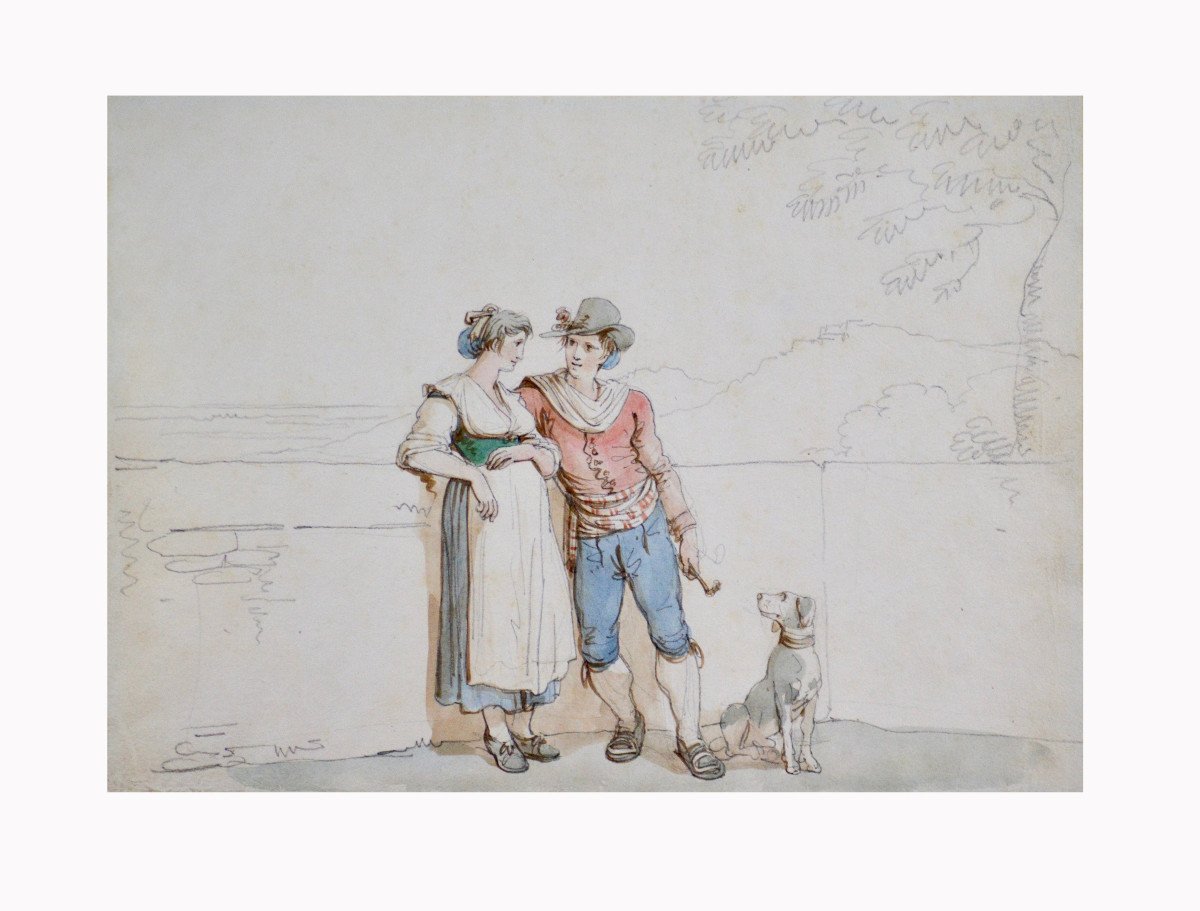 Bartolomeo Pinelli 1781-1835. “young Couple.”-photo-2