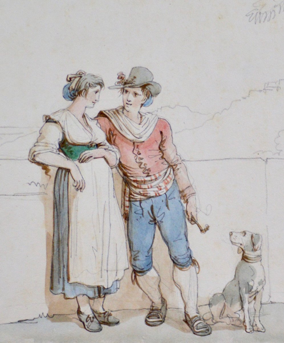 Bartolomeo Pinelli 1781-1835. “young Couple.”-photo-4