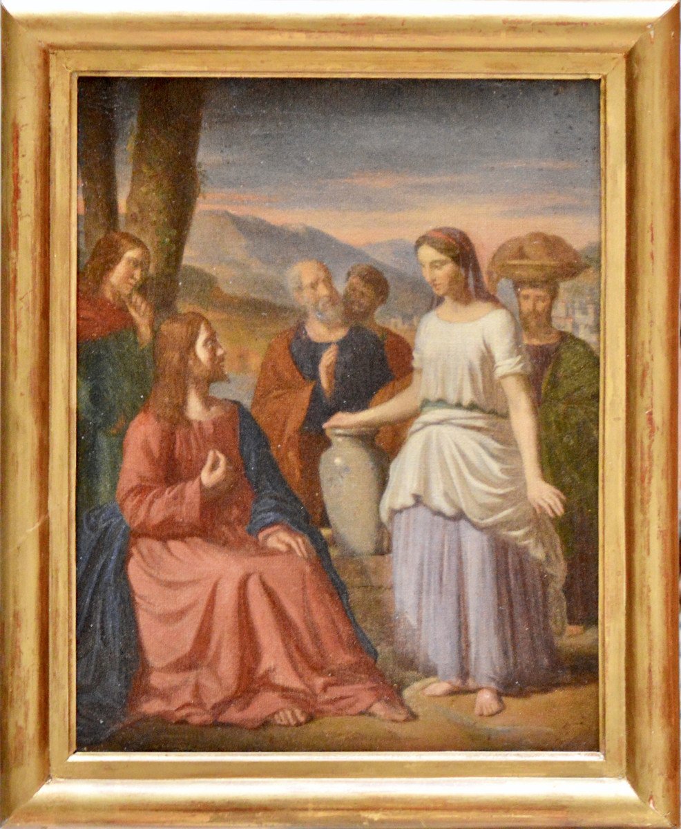 Antoine Hénault 1810-1867. "jesus And The Samaritan Woman."-photo-2