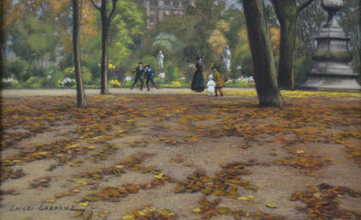 Edmé-émile Laborne 1837-1913. "the Flore Pavilion In Paris Seen From The Tuileries Gardens."-photo-1