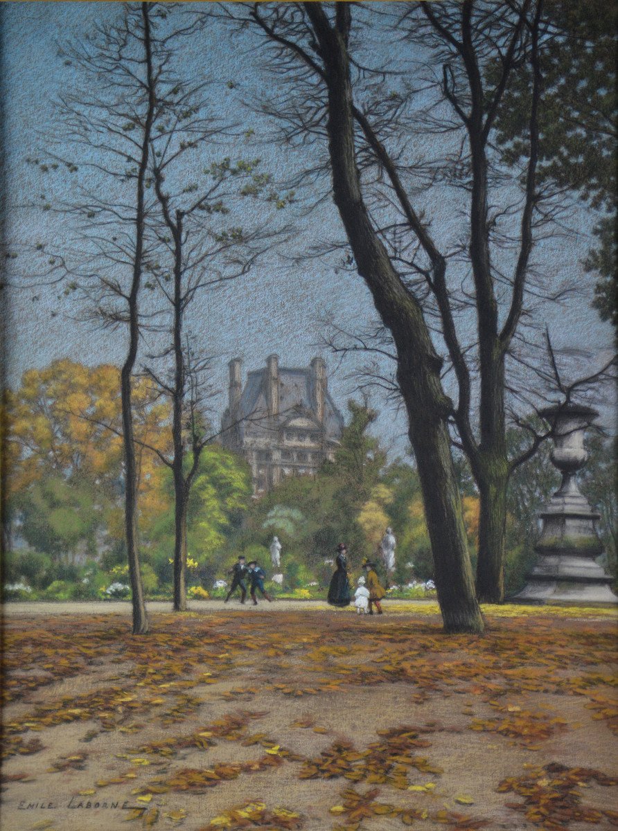 Edmé-émile Laborne 1837-1913. "the Flore Pavilion In Paris Seen From The Tuileries Gardens."