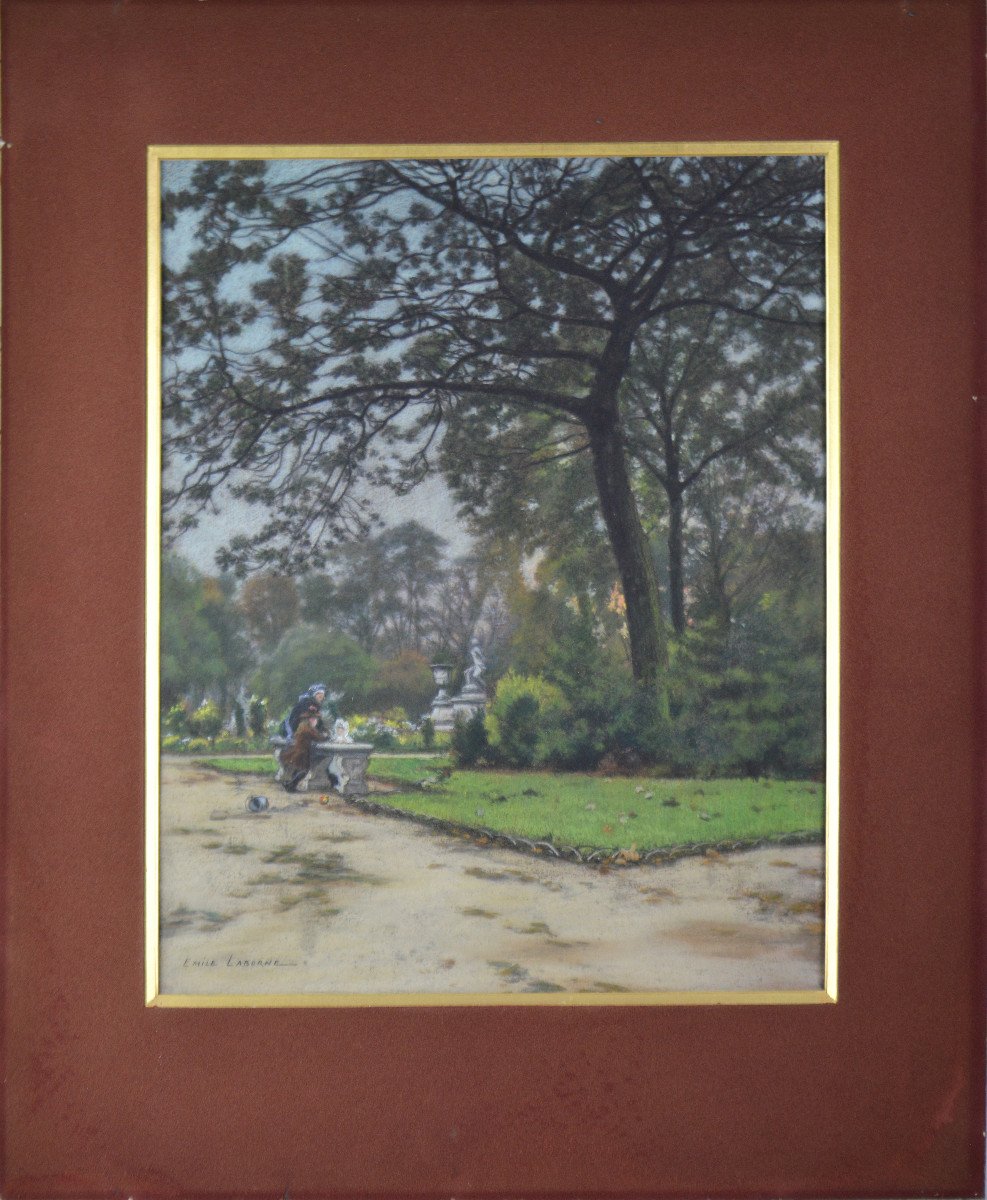 Edmé-émile Laborne 1837-1913. "the Former Private Garden Of The Tuileries." (annotated On The Back)-photo-3