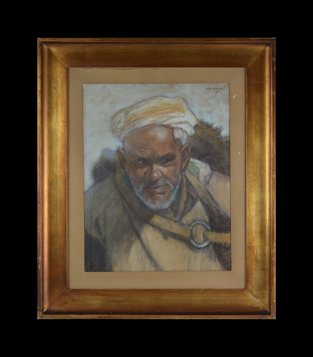 Alexis De Broca 1868-1948. "portrait Of A Man From The Maghreb."