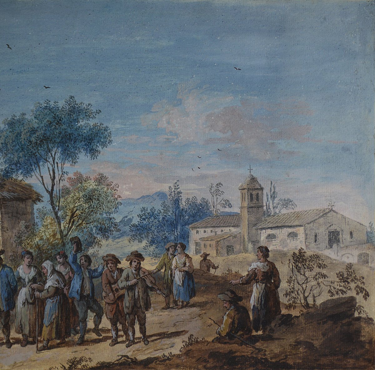 Guiseppe Zais 1709-1784. Venetian School. "village Festival."-photo-1