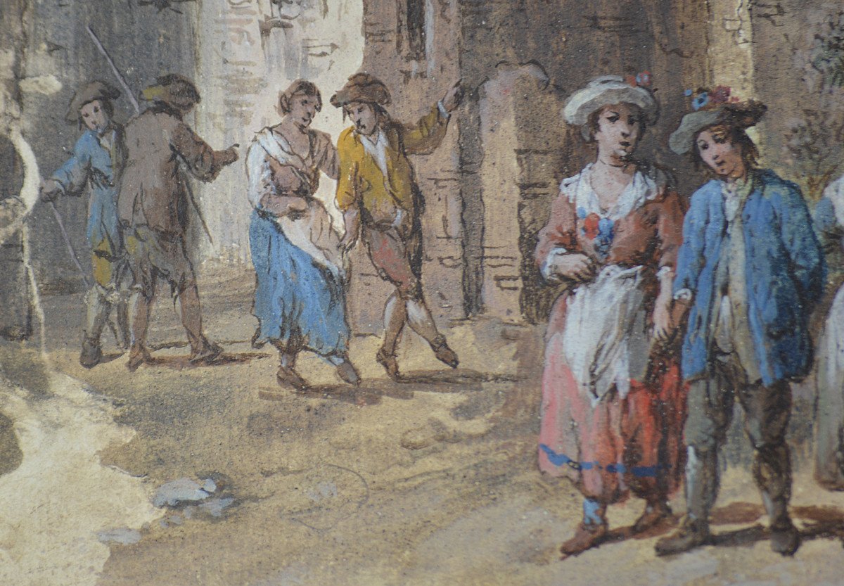 Guiseppe Zais 1709-1784. Venetian School. "village Festival."-photo-4