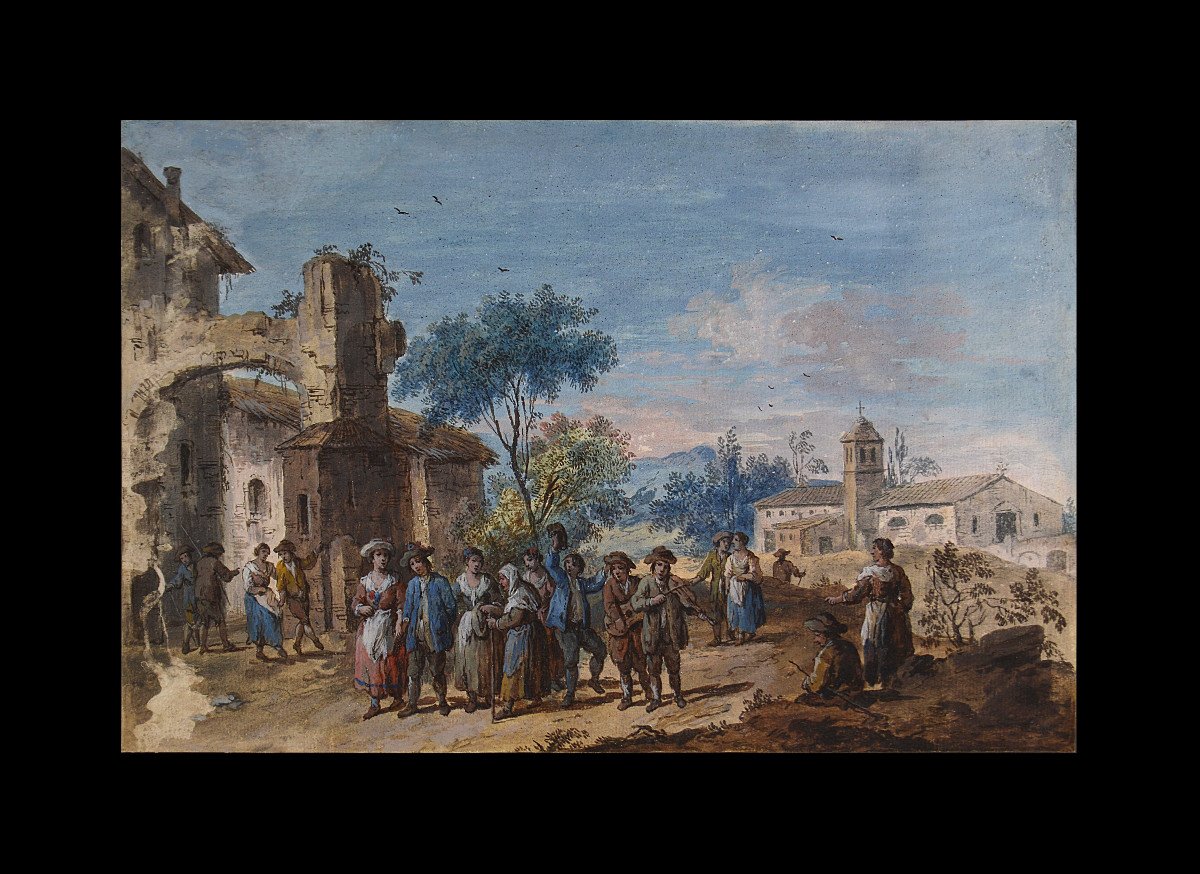 Guiseppe Zais 1709-1784. Venetian School. "village Festival."