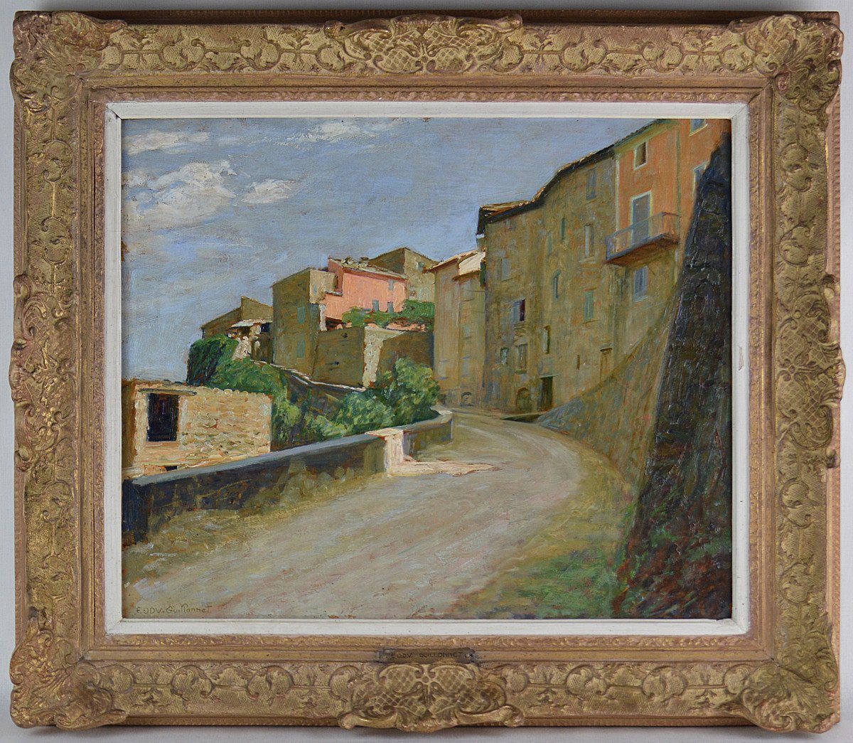 Octave Guillonnet 1872-1967. "a Street In Le Broc Provence."-photo-2