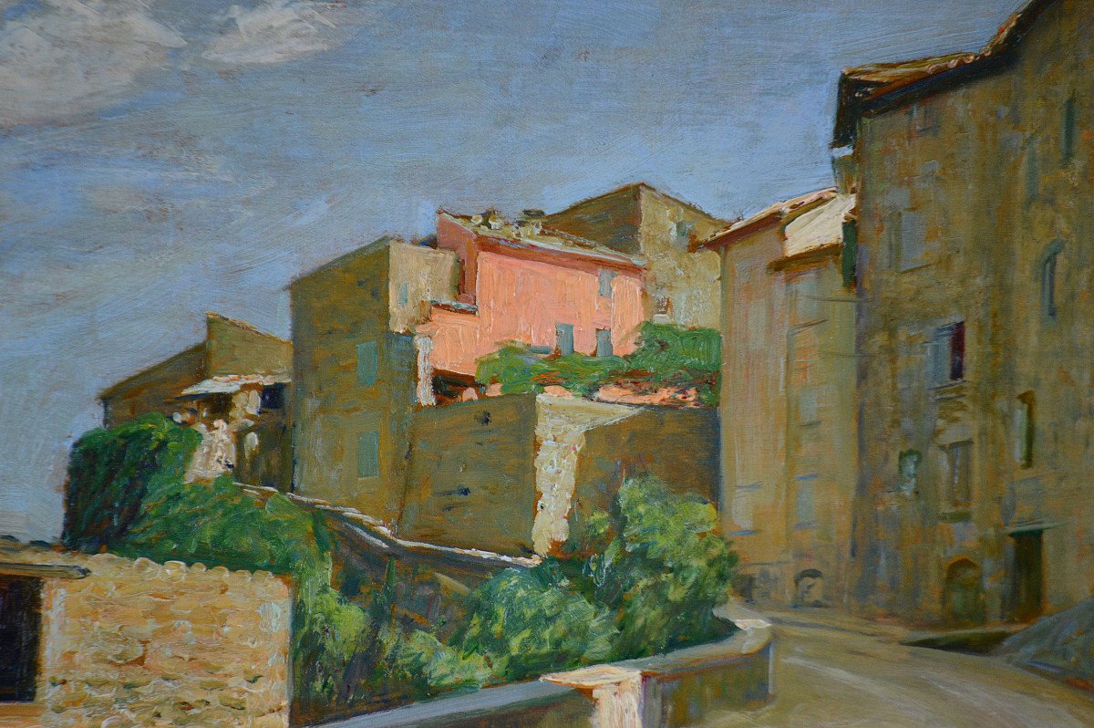 Octave Guillonnet 1872-1967. "a Street In Le Broc Provence."-photo-2