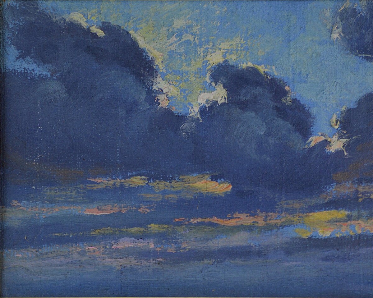 French School Circa 1930. "study Of Clouds."-photo-4