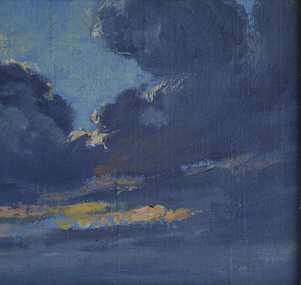 French School Circa 1930. "study Of Clouds."-photo-1