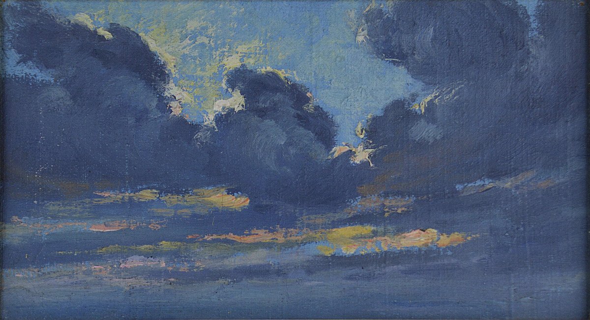 French School Circa 1930. "study Of Clouds."