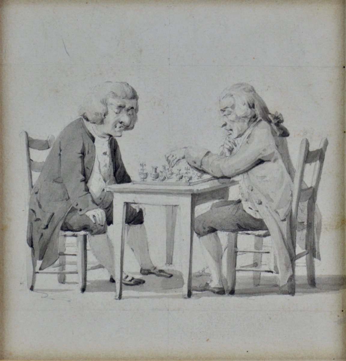 Wolfgang Adam Toepffer 1766-1847. École suisse. "Les joueurs d’échecs."-photo-2