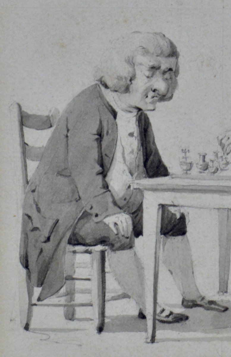 Wolfgang Adam Toepffer 1766-1847. École suisse. "Les joueurs d’échecs."-photo-3