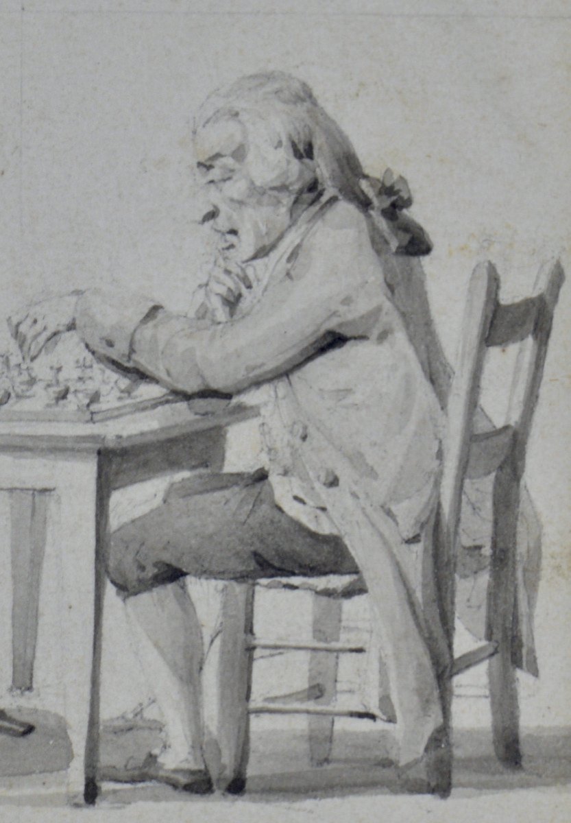 Wolfgang Adam Toepffer 1766-1847. École suisse. "Les joueurs d’échecs."-photo-4