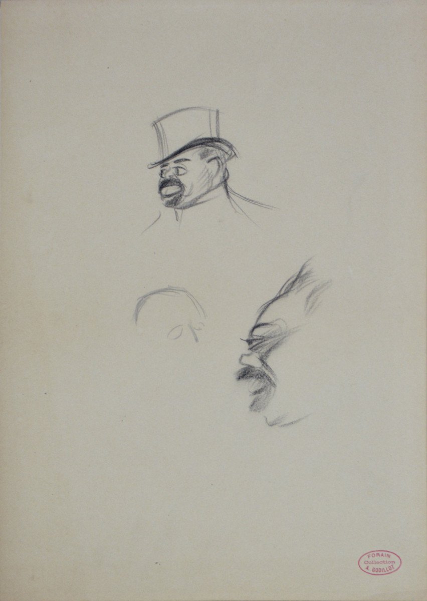 Jean-louis Forain 1852-1931. "study Of Portraits Of Men."-photo-2