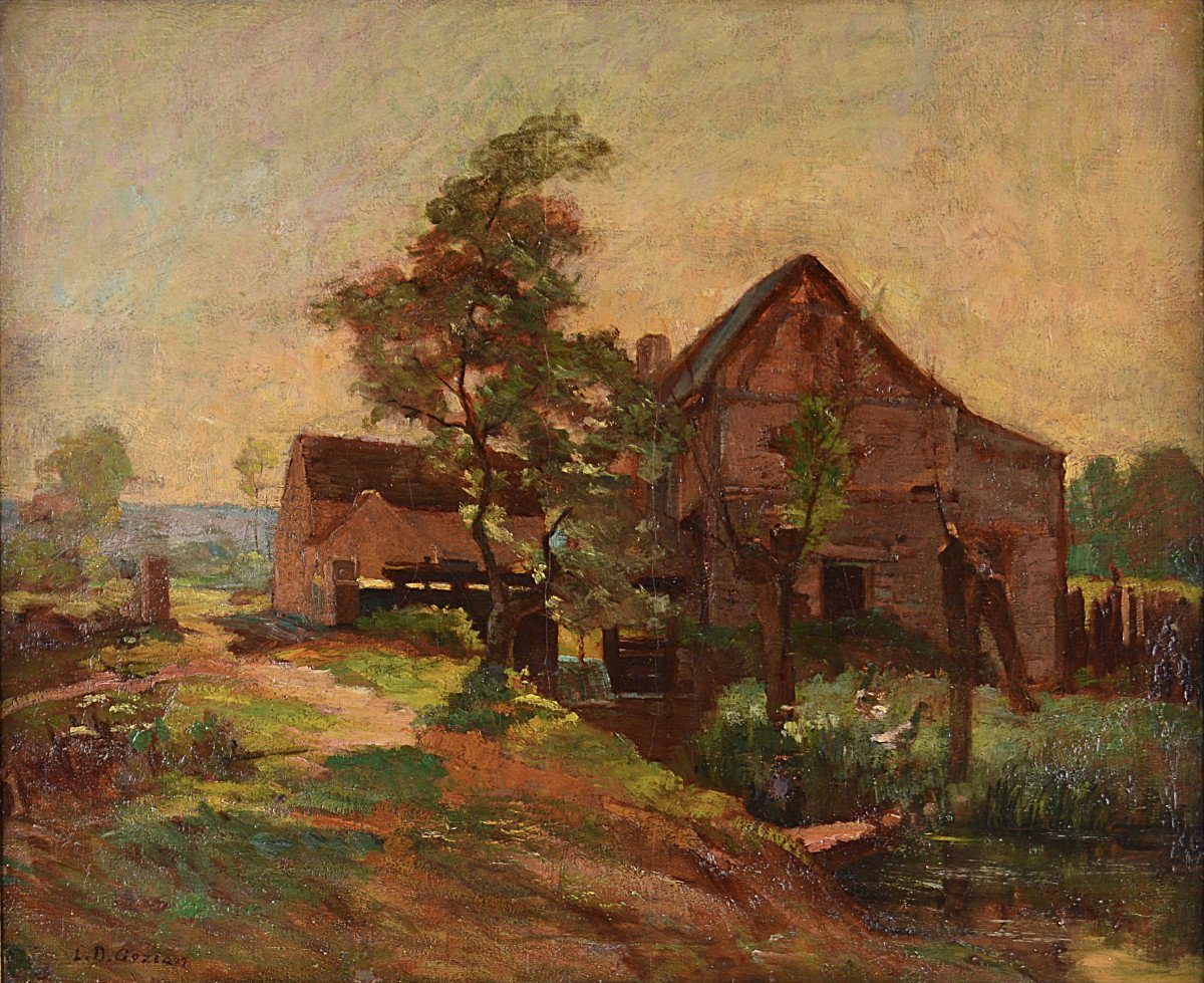 Léon Duval-gozlan 1853-1941. "landscape At The Mill."-photo-3