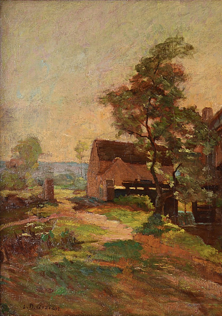 Léon Duval-gozlan 1853-1941. "landscape At The Mill."-photo-1