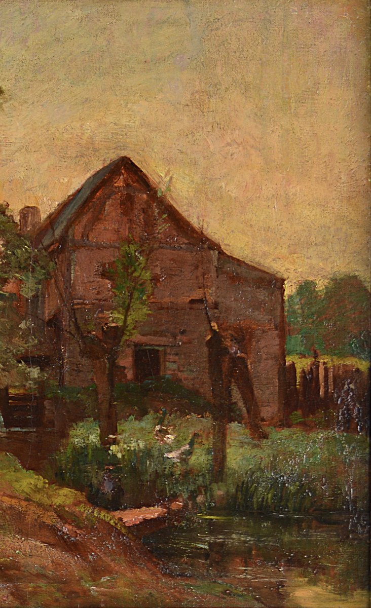 Léon Duval-gozlan 1853-1941. "landscape At The Mill."-photo-2