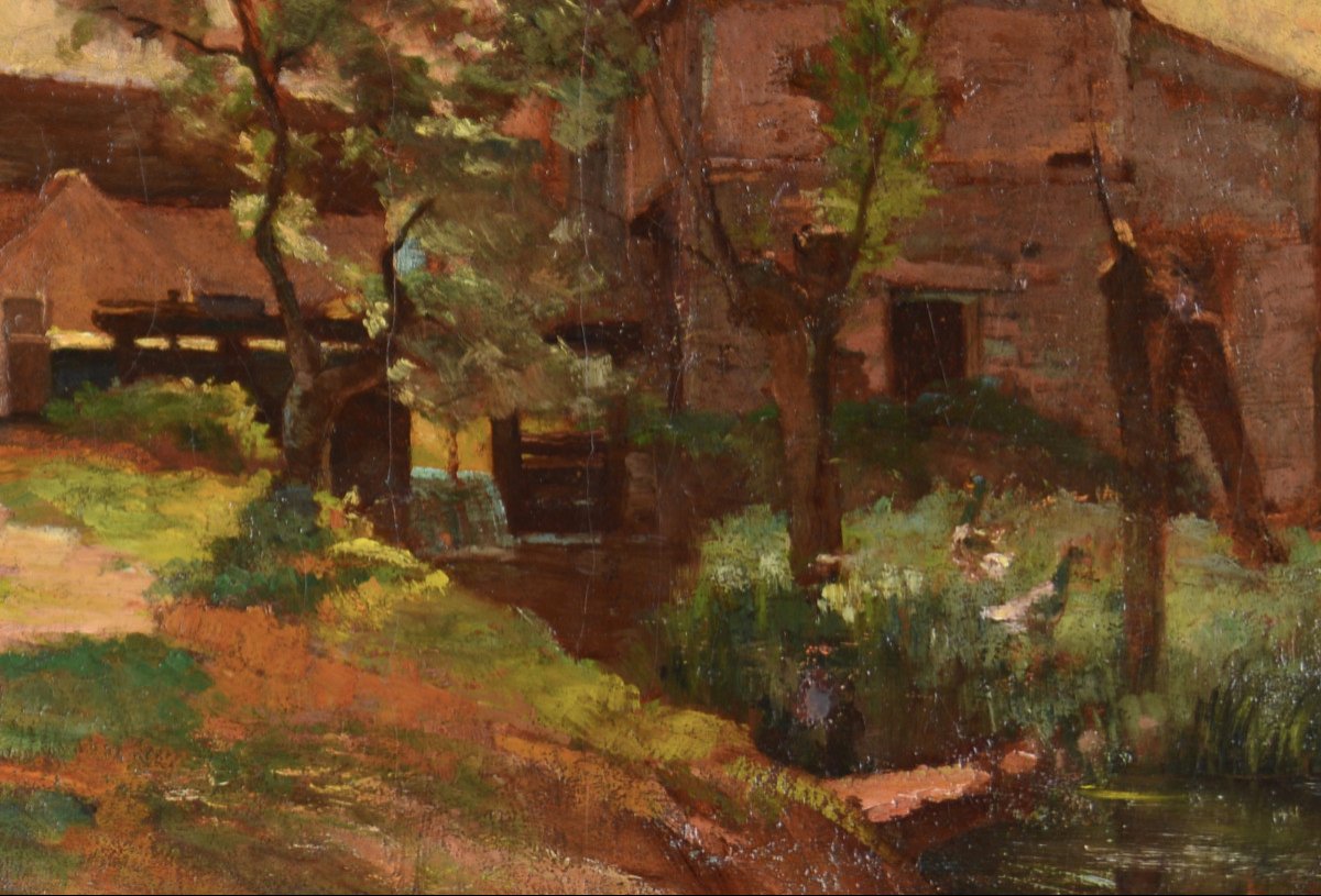 Léon Duval-gozlan 1853-1941. "landscape At The Mill."-photo-3