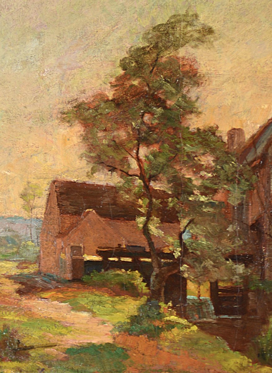 Léon Duval-Gozlan 1853-1941. "Paysage au Moulin."-photo-4