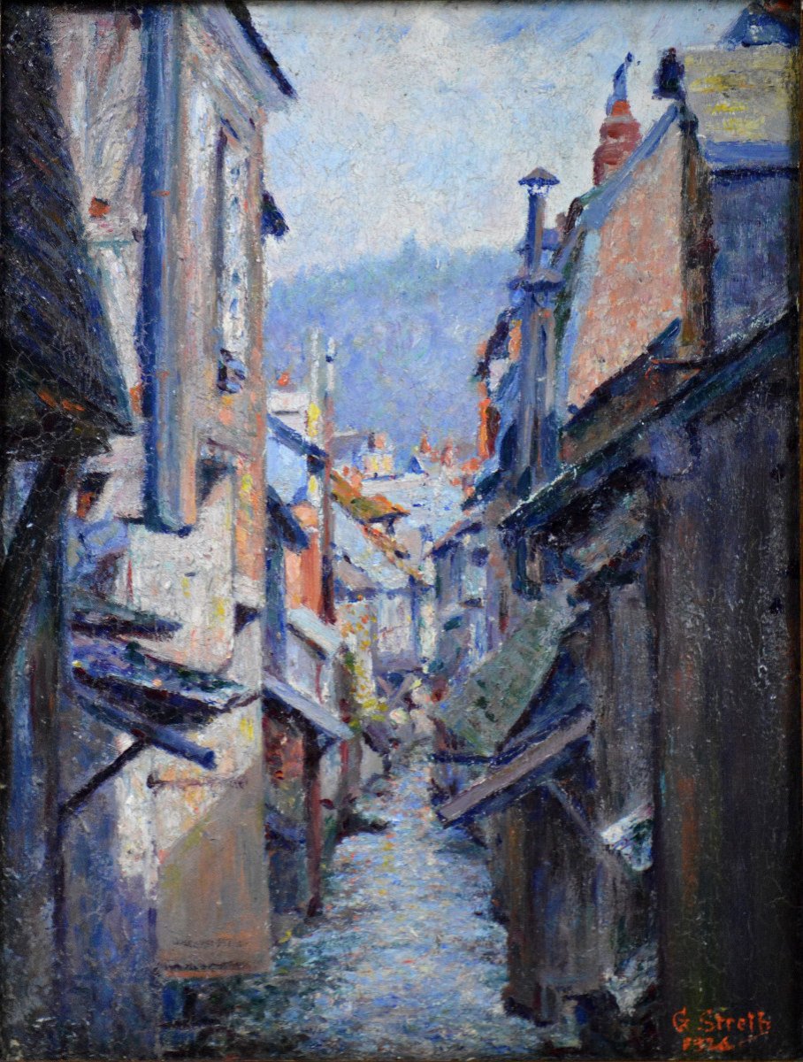 Georges Joseph Streib 1869-1940. "pont-audemer, The Norman Venice."-photo-3