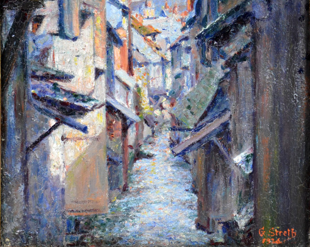 Georges Joseph Streib 1869-1940. "pont-audemer, The Norman Venice."-photo-1