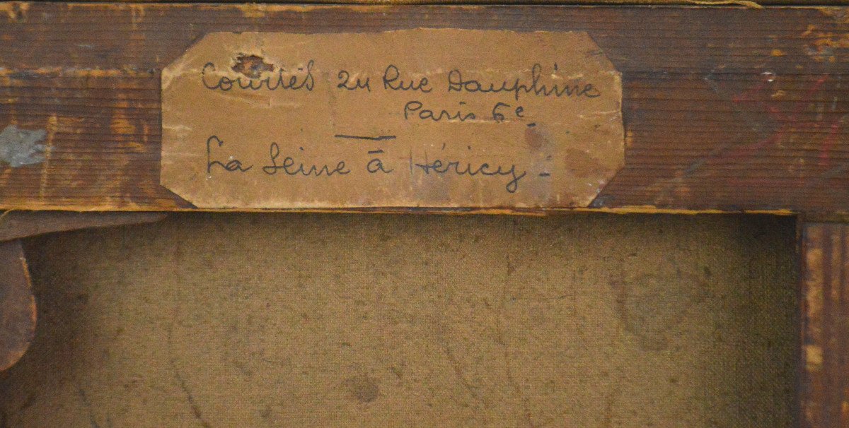 Auguste Courtes 19th/20th Century. French School, Post-impressionist. "the Seine At Héricy."-photo-7