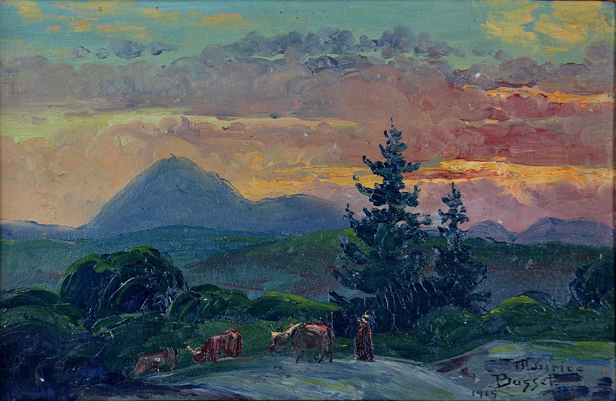 Maurice Busset 1879/81-1936. "view Of Durtol In The Puy De Dôme."-photo-3