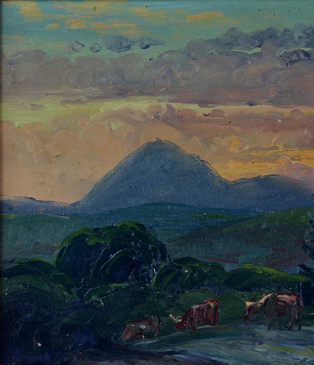 Maurice Busset 1879/81-1936. "view Of Durtol In The Puy De Dôme."-photo-1