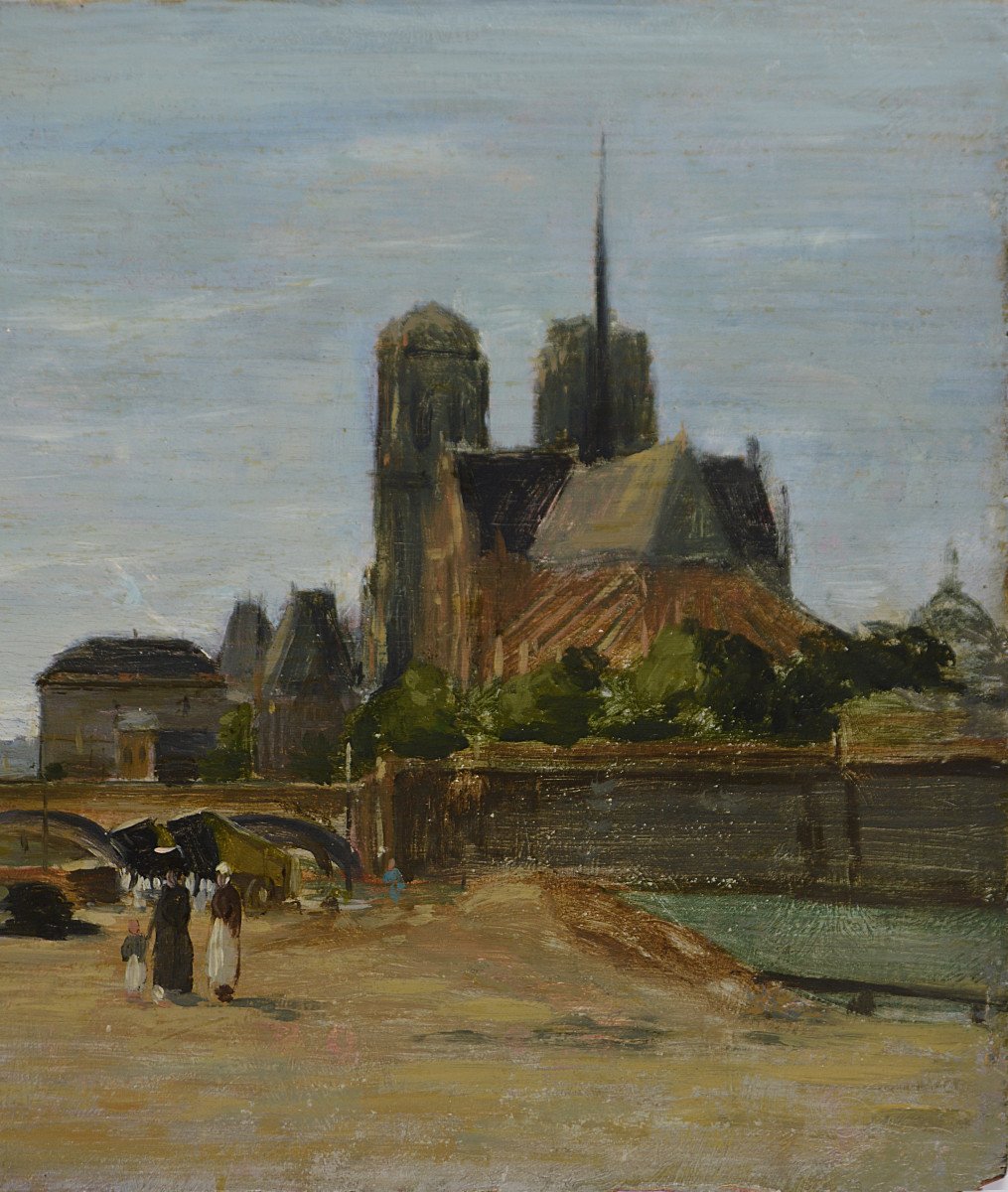 Charles Lapostolet 1824-1890. "Notre-Dame de Paris, vue du quai de la Tournelle."-photo-1