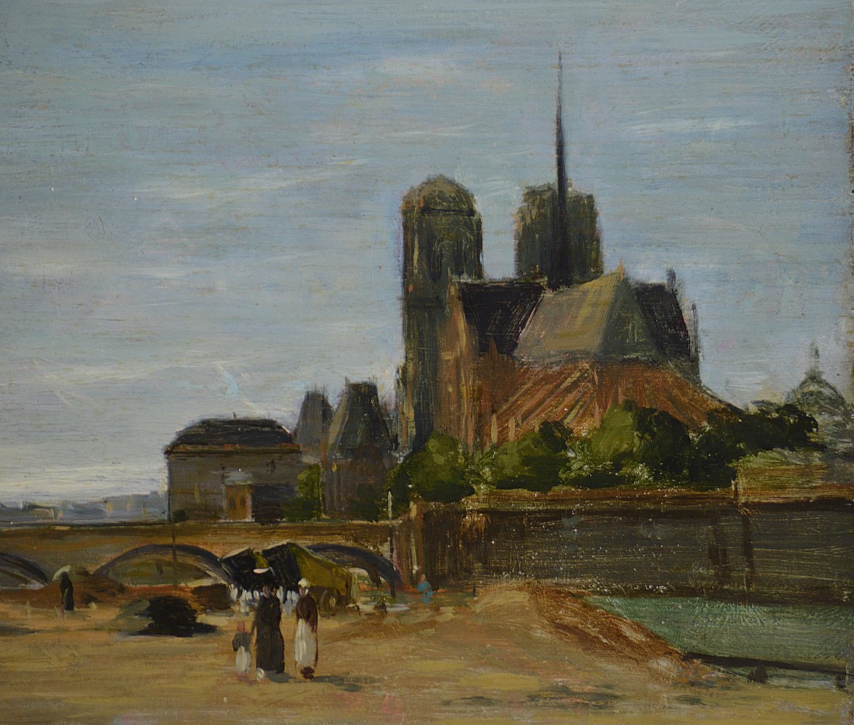 Charles Lapostolet 1824-1890. "Notre-Dame de Paris, vue du quai de la Tournelle."-photo-3