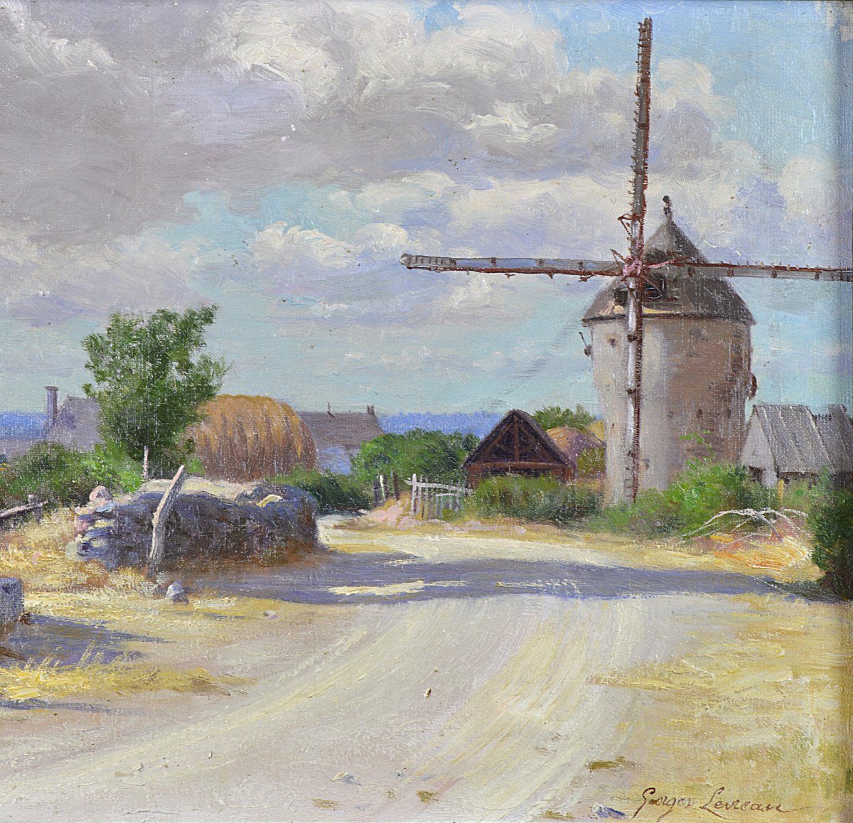 Georges Levreau Born In 1867-? “windmills In Brittany.” (guerande?)-photo-2