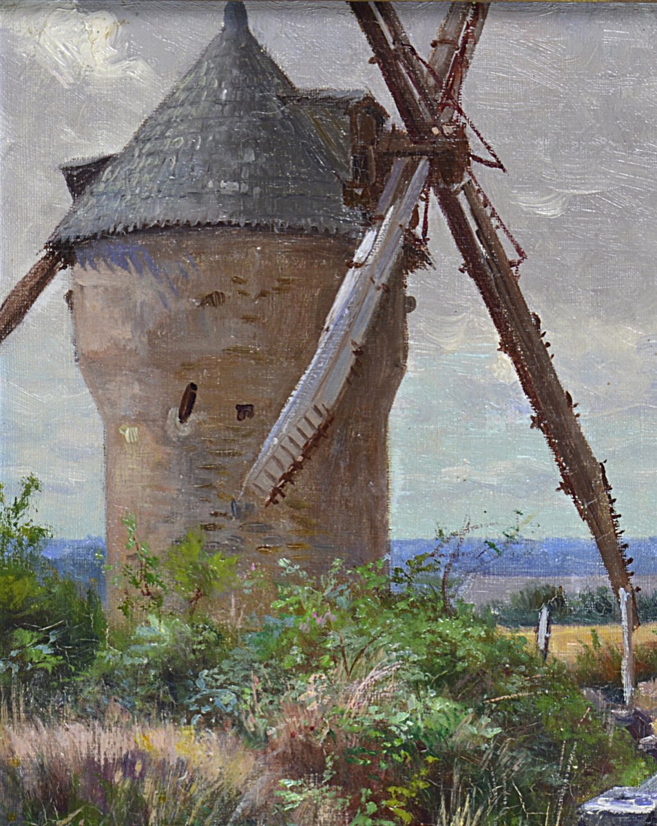 Georges Levreau Born In 1867-? “windmills In Brittany.” (guerande?)-photo-3