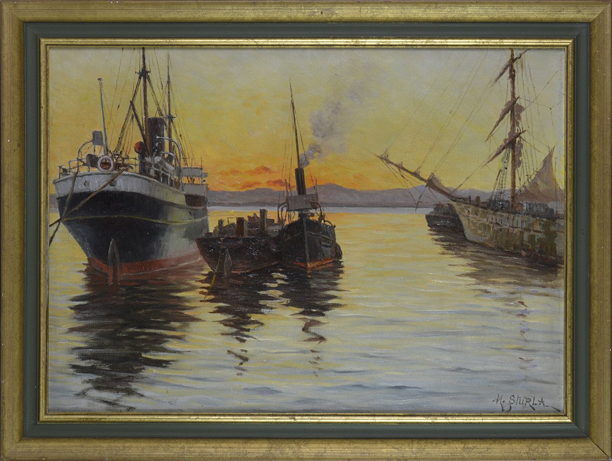 Michel Sturla 1895-1936. "Bateaux dans le port d'Alger."