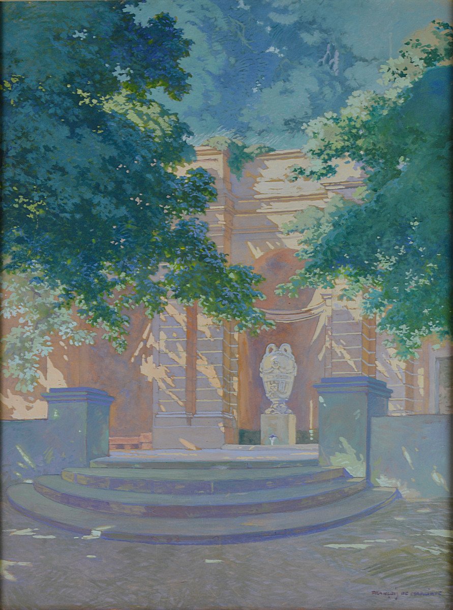 François Marie de Marliave 1874-1953. "Architecture dans un parc."-photo-3