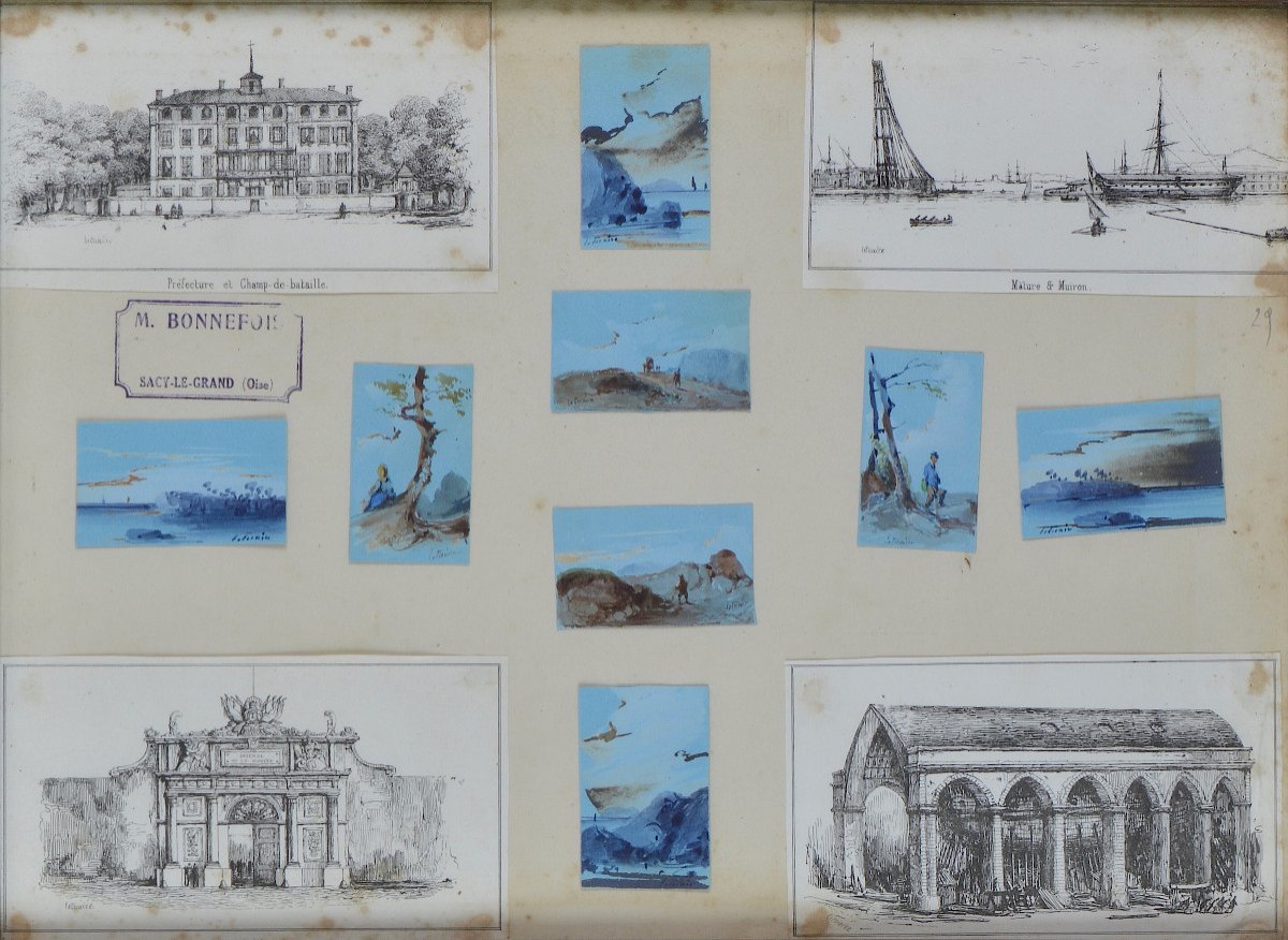 Pierre Letuaire 1798-1884. “set Of 8 Drawings And 4 Lithographs.”-photo-3