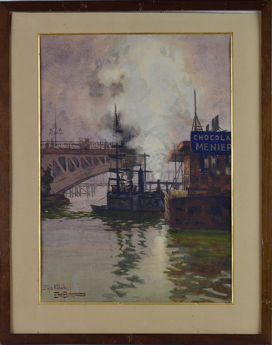 Ernest Berthier 1873-1967. "the Seine In Paris."