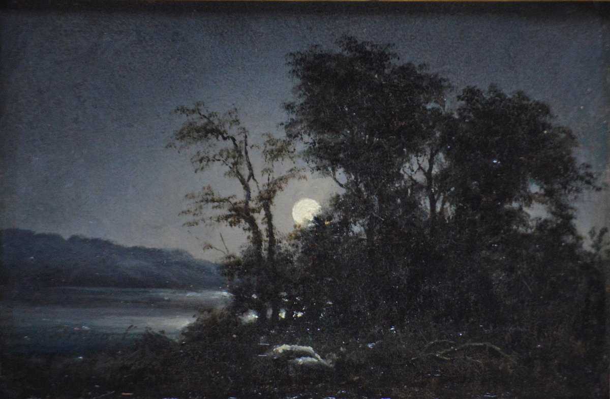 Charles-émile Desmoulins 1829-1900. "moonlight."-photo-3