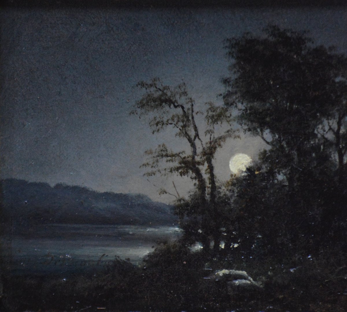 Charles-émile Desmoulins 1829-1900. "moonlight."-photo-1