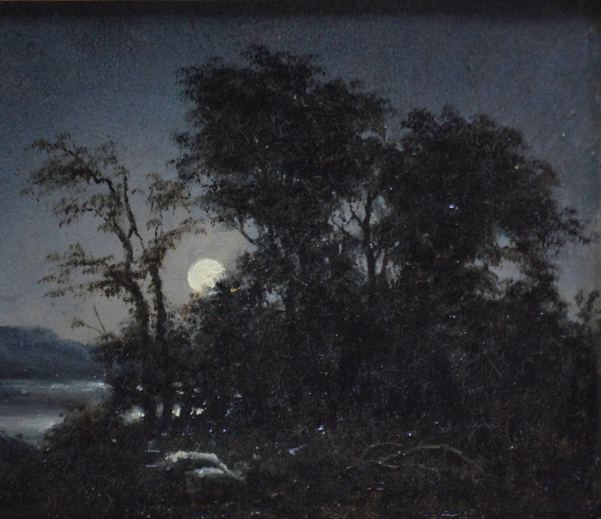 Charles-émile Desmoulins 1829-1900. "moonlight."-photo-2