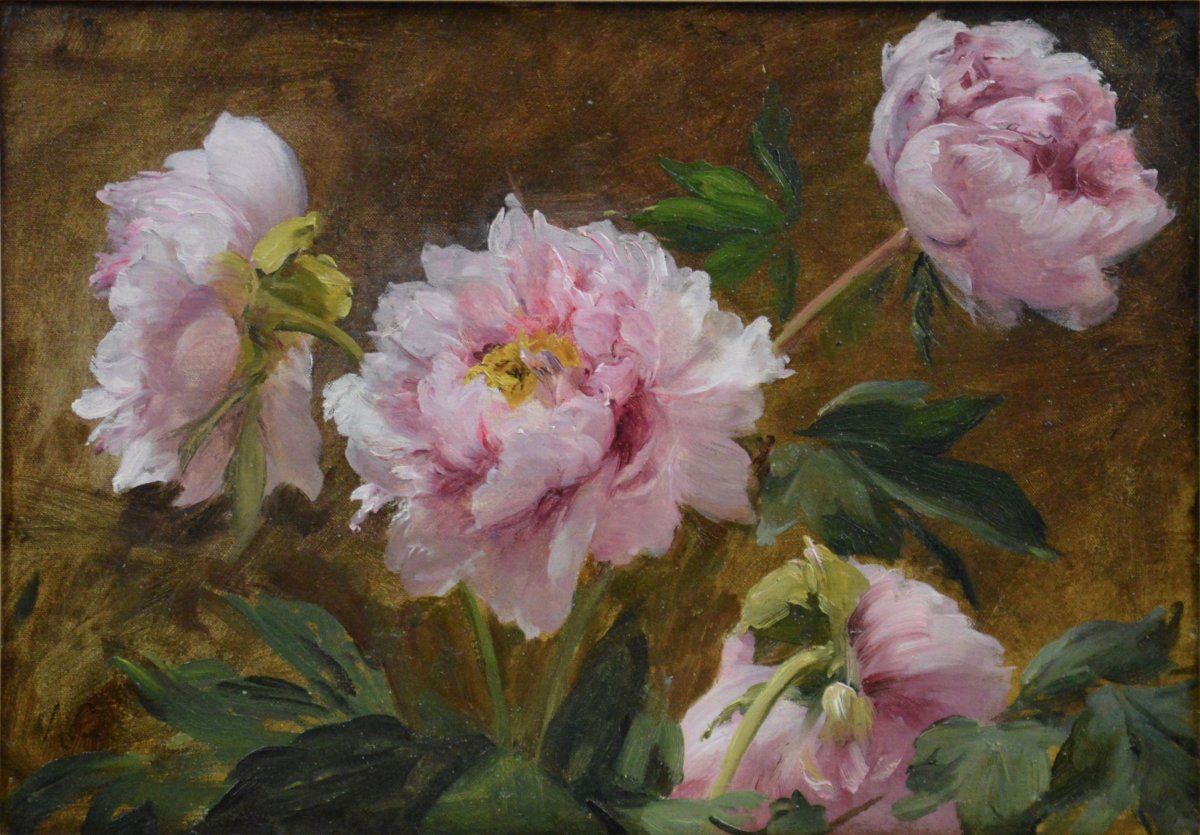 Antoine Calbet 1860-1944.  "Pivoines."-photo-2