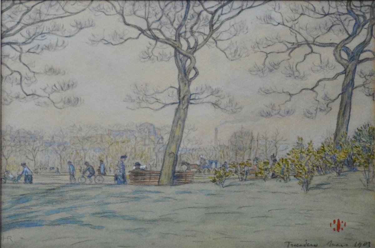 Henri Rivière 1864-1951. "jardin Du Trocadéro In Paris."-photo-2